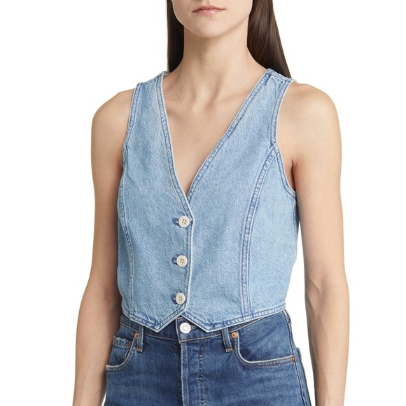 Madewell Jackets & Blazers - NWT Madewell Katrina Denim Crop Top Vest